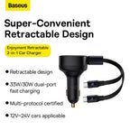 Baseus Enjoyment Retractable 2-in-1 Car Charger C+C 33W