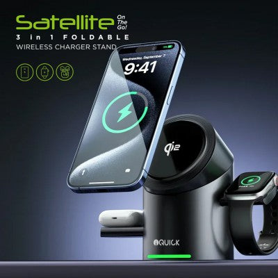 iQuick Satellite CBT-10Q 3 in 1 Foldable Wireless Charger Stand