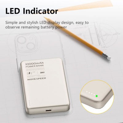 MOVE SPEED S10 Ultra-thin Titanium Magnetic Power Bank 10000mAh PD20W (YSPBS10)